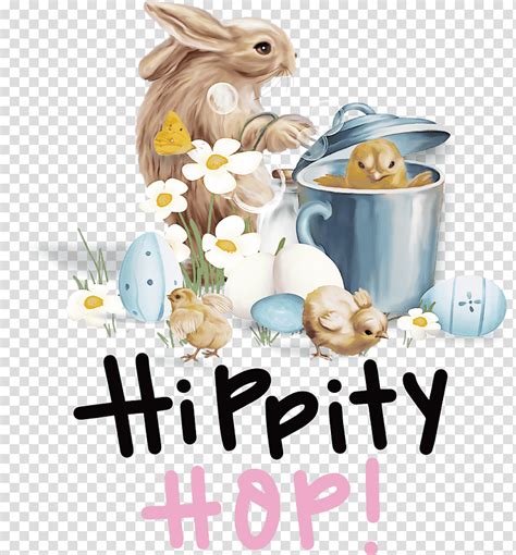 Happy Easter Hippity Hop Easter Bunny Logo Drawing Rabbit Easter
