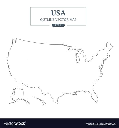 Usa Map Outline Border Royalty Free Vector Image