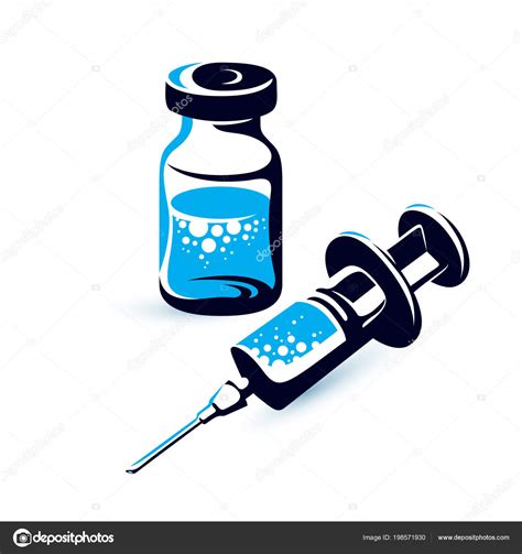 Vector Graphic Illustration Vial Medical Syringe Injections Children ...
