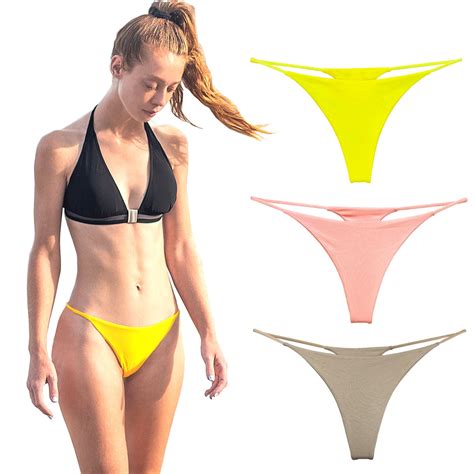 Kuku Panda Cotton Thongs For Women Sexy Seamless Ladies G String Panties 3 Pack Set Orange Pink