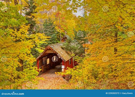 Traverse City Michigan Wooden Covered Bridge Stock Photo Image Of