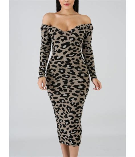 Sexy Off Shoulder Leopard Women Dress