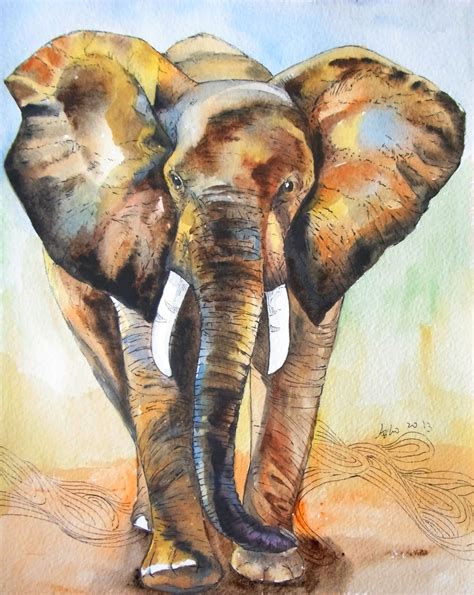 Items Similar To Ooak 8 X 10 Original Watercolor Elephant Art Nursery