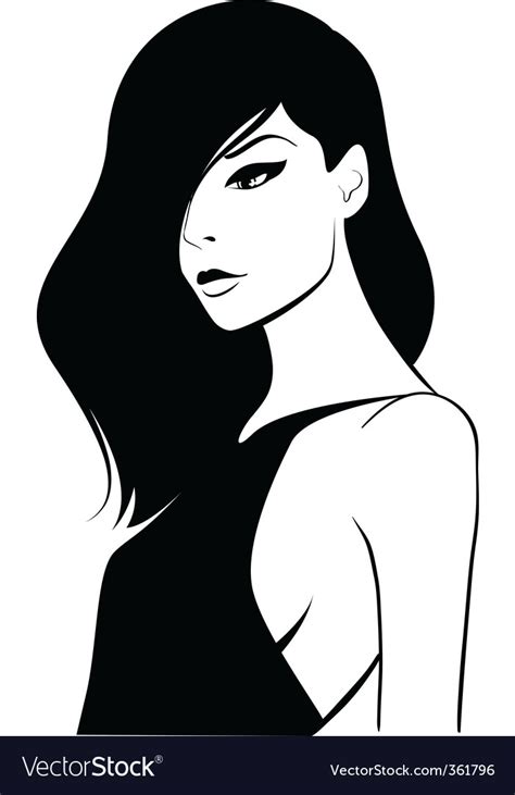 Woman With Long Dark Hair Royalty Free Vector Image