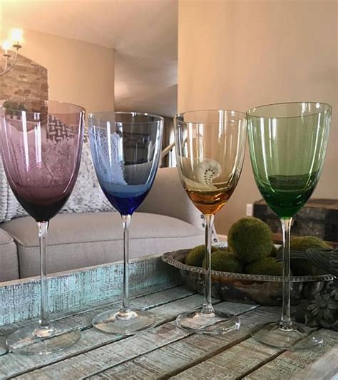 lenox crystal wine glasses set of four gems amber amethyst etsy crystal wine glasses lenox