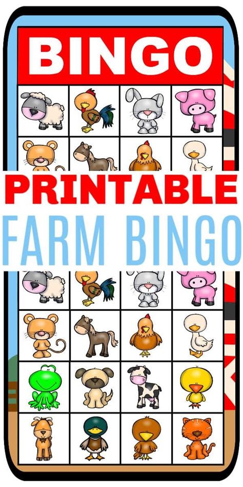 Farm Animal Bingo Free Printable Free Printable Templates
