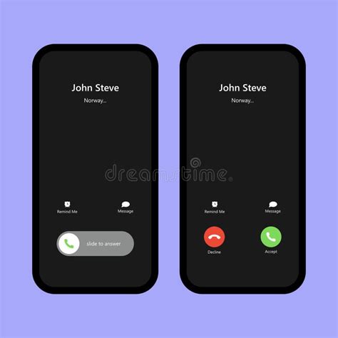 Phone Call Screen Set Interface Template Slide To Answer Accept