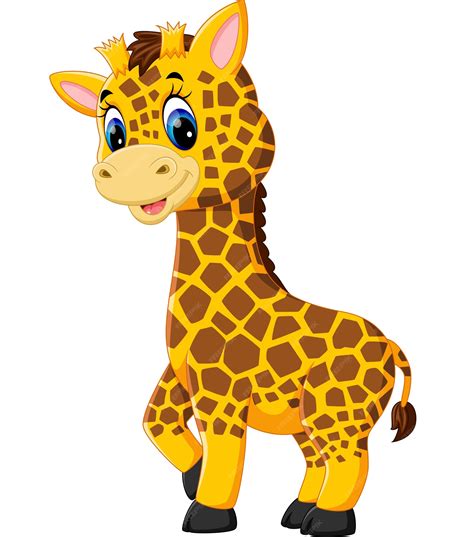Girafa Bonito Dos Desenhos Animados Vetor Premium