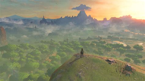 Download Serene Sunset Over Hyrule In The Legend Of Zelda Breath Of