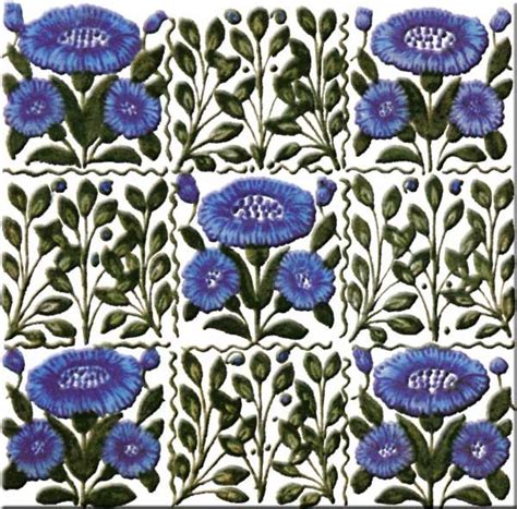 William Morris William Demorgan Blue Floral Tiles Floral Tiles