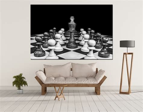 Chess Chessboard Canvas Wall Art Decor Print Ready To Hang Etsy