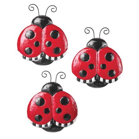 Personalize it with photos & text or purchase as is! Cute Bright Red Ladybug Metal Wall Decor - Set of 3, Seasonal Decorative Accent for Outdoor or ...