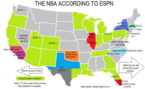 Map The Nba As Seen By Espn The Sports Geeks
