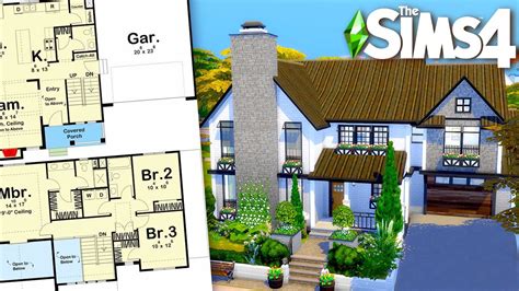 I Used A Floor Plan To Build A Modern Farmhouse In The Sims 4 Speed
