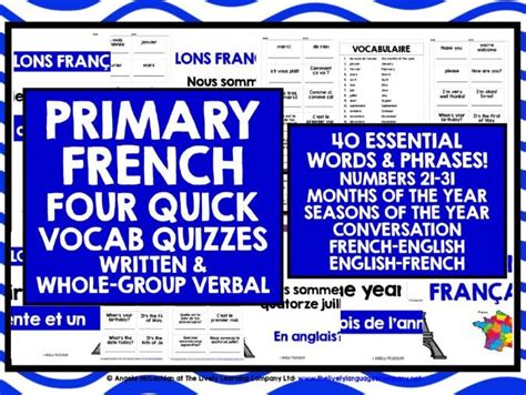 Primary French Vocabulary Quiz 2 Teaching Resources