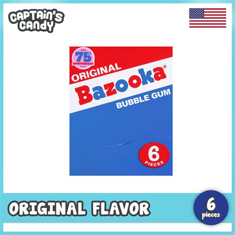 Bazooka Bubble Gum 6 Count Original Flavor Chewing Gum Individually
