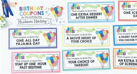 3 Easy Adorable Birthday Coupon Ideas Hadley Designs Party Blog