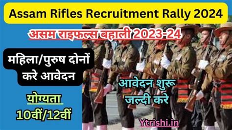 Assam Rifles Recruitment Rally Notification Out For Rifleman