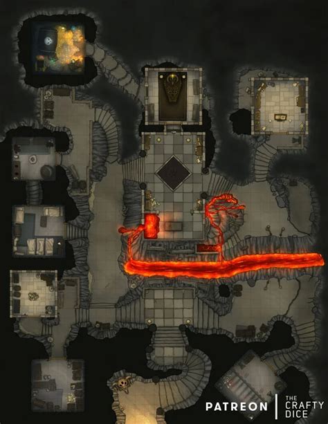 Cultists Crypt Lava Day 34x44 Dndmaps Dungeon Maps Fantasy Map