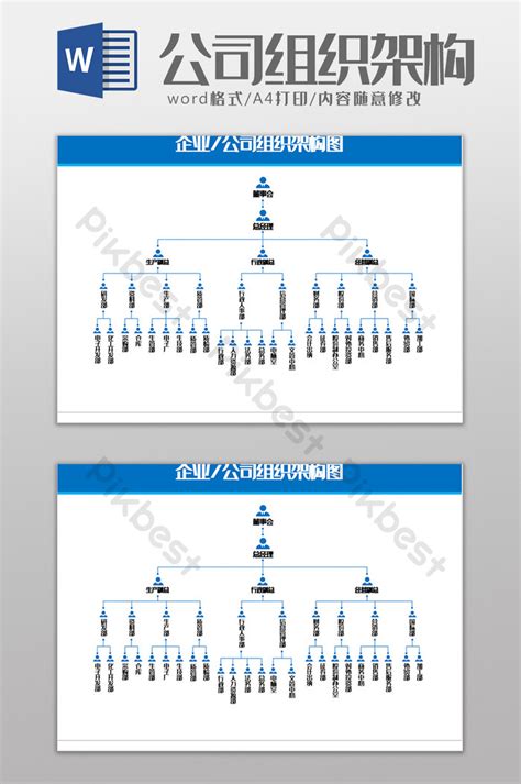 Corporate Administrative Personnel Organization Chart Word Template