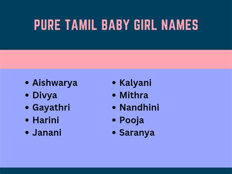250 Girl Baby Names In Tamil With Meaning