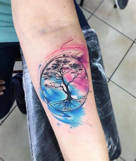 Watercolor Tree Tattoo The Tree Of Life The Phoenix And The Bird Of