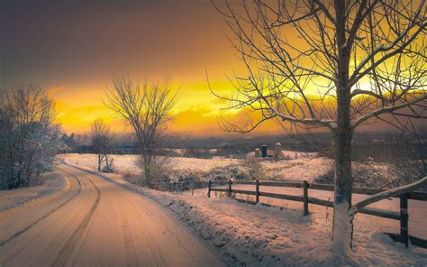 4k Winter Sunset Wallpapers And Background Beautiful Best Available For