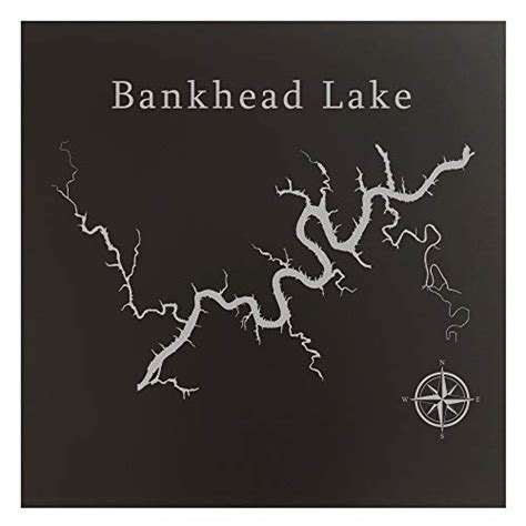 Bankhead Lake Black Warrior River Map 12x12 Black Metal