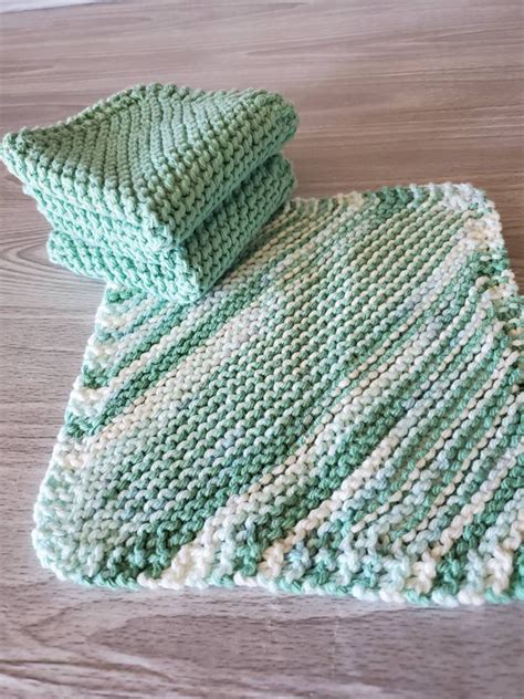 Knit Washcloths Set Of 3 Nursery Baby Washcloths Hand Knit