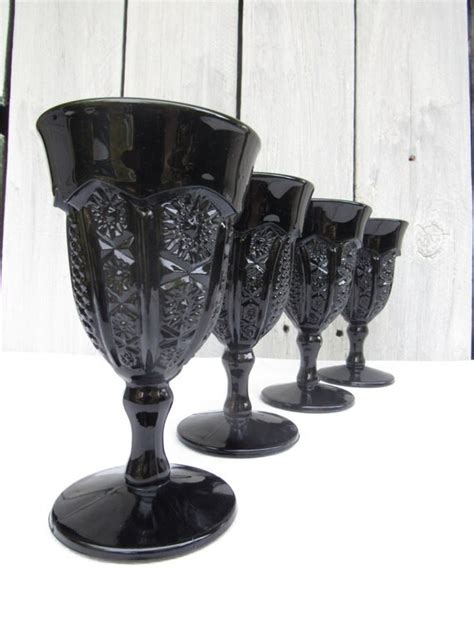 Black Glass Wine Goblet Tiara Glass Wine Goblets Set Of 4