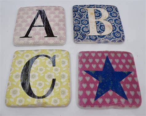 Handmade Alphabet Resin Coasters Ceramic Stone Coffee Tea Etsy Uk