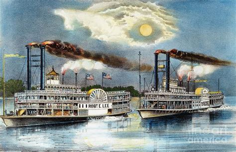 Steamboat Race 1870 By Granger Natchez Transportation Poster
