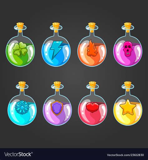 Big Set Of Flasks With Different Poisons Vector Image
