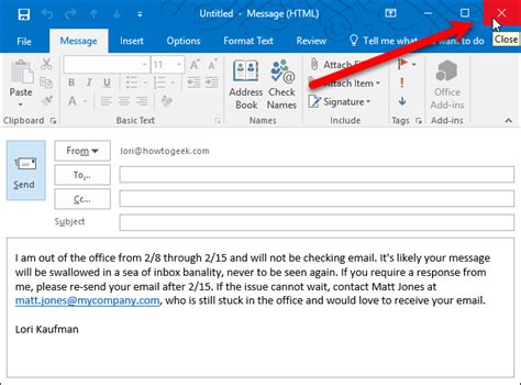 If you send more formal emails during your working hours, don't create an informal out of office email for your downtime. How to Set Up an Out Of Office Reply in Outlook for Windows