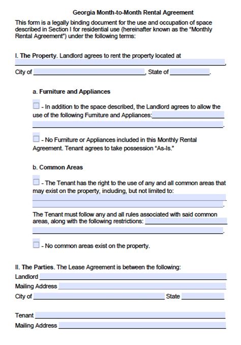 Free Ga Residential Lease Agreement Form Printable Form Templates