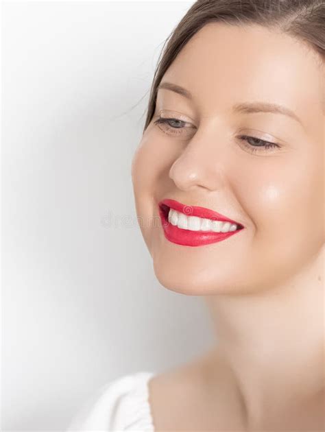 Happy Smiling Young Woman With Perfect White Teeth And Beautiful Healthy Smile Clean Skin And