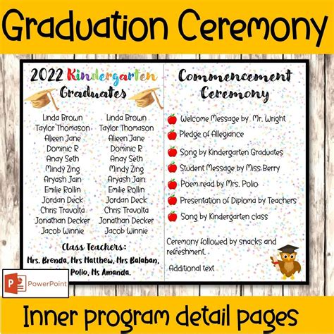 Editable Graduation Ceremony Program Template Preschool Etsy Canada Elementary School