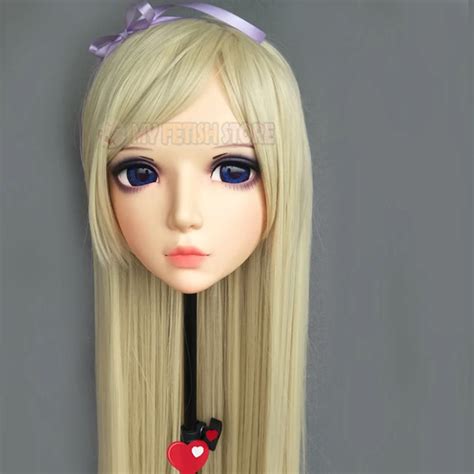 yan 01 female sweet girl resin half head kigurumi mask with bjd eyes cosplay japanese anime