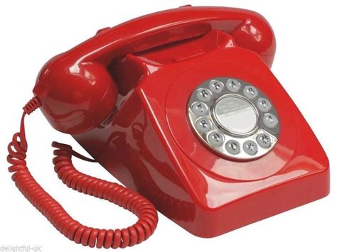 Retro Red Phone Vintage Desk Land Line Telephone Art Deco Antique Old