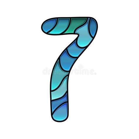 Stained Glass Font Number Seven Stock Illustrations 7 Stained Glass
