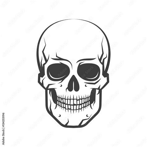 Cute Simple And Realistic Human Skull A Tattoo On A White Background