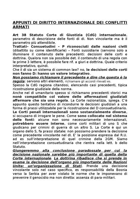 Appunti Di Diritto Internazionale Dei Conflitti Armati Docsity