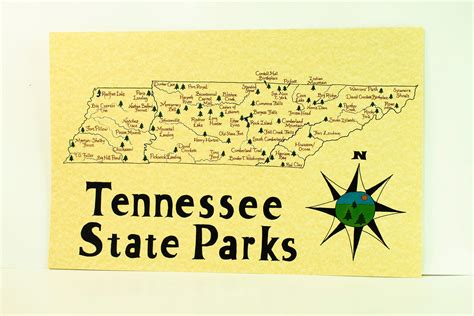 Hand Drawn Map Of Tennessee State Parks 11x17 Print On Aged Parchment