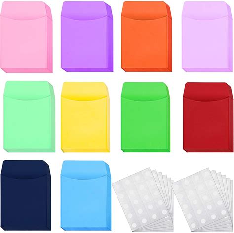 100 Pieces Library Card Envelope Colorful Small Packet Envelope Library