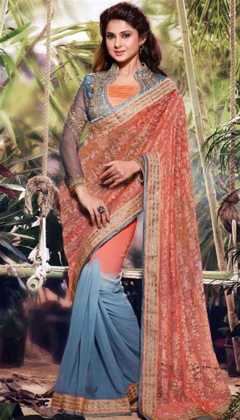 853 x 1200 jpeg 264 кб. Jennifer Winget, Gray Orange Poly Georgette Net Beautifull ...