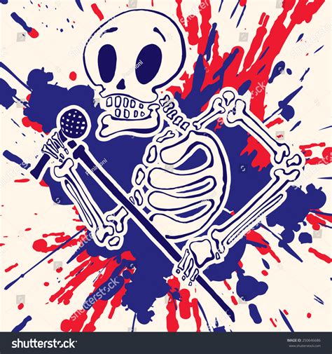 Skeleton Microphone Hand Paint Explosion On Stock Vector Royalty Free