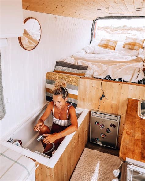 Bath Tub And Shower In A Van In 2021 Van Life Diy Van Life Van Interior