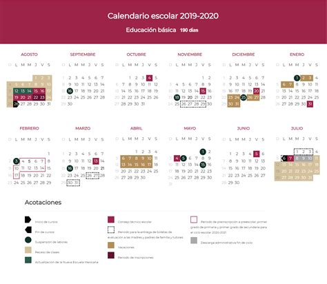 Incluye festivos locales, autonómicos y nacionales, además de las fiestas. Presentan calendario escolar para el ciclo 2019-2020