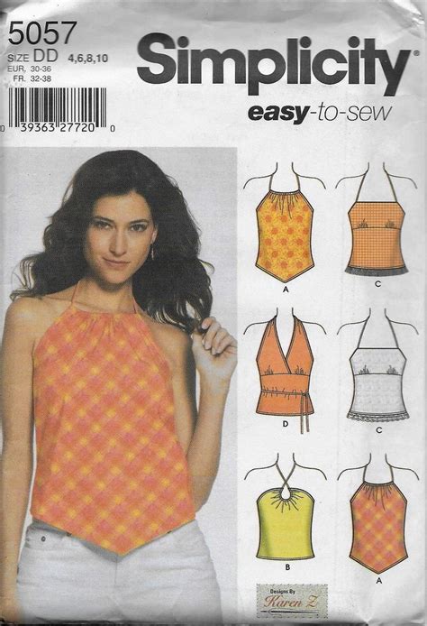 Simplicity 5057 Misses Easy To Sew Halter Tops Sewing Pattern Size 4
