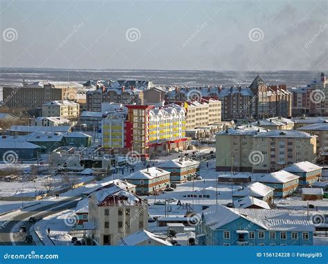 The City Of Salekhard In Winter, Houses And Streets Of The City. The